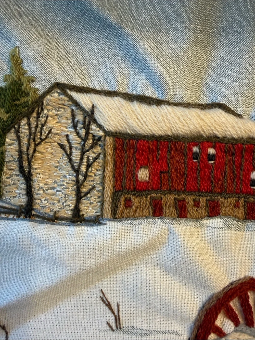 Dimensions Completed‎ Crewel Embroidery “Abandoned Buggy” By Mildred Sands Kratz